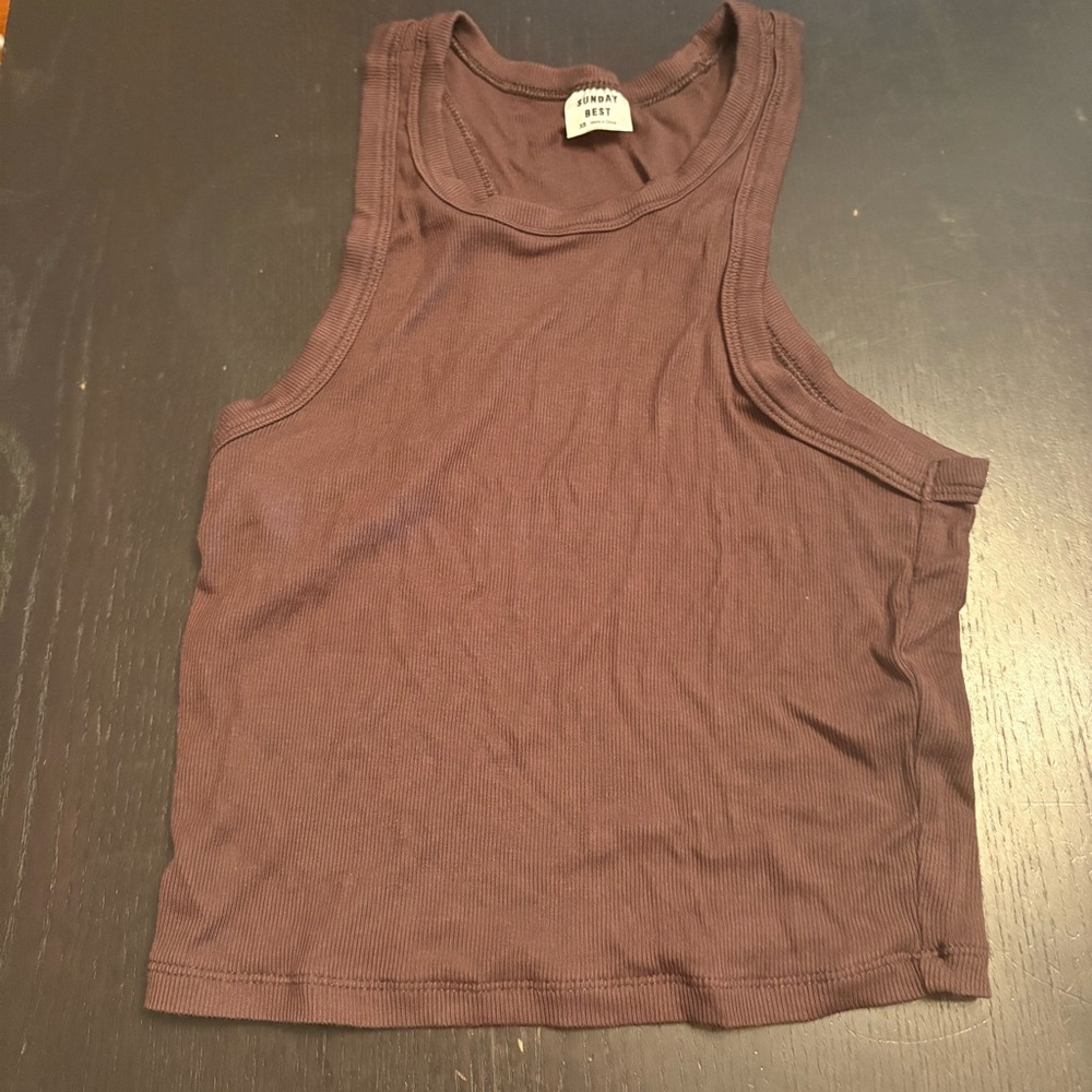 Aritzia Sunday Best Brown Crop Tank Top - Picture 2 of 3